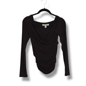 Urban Outfitters Women’s Black Draped Ruched Top Long Sleeve Small  Minimalist